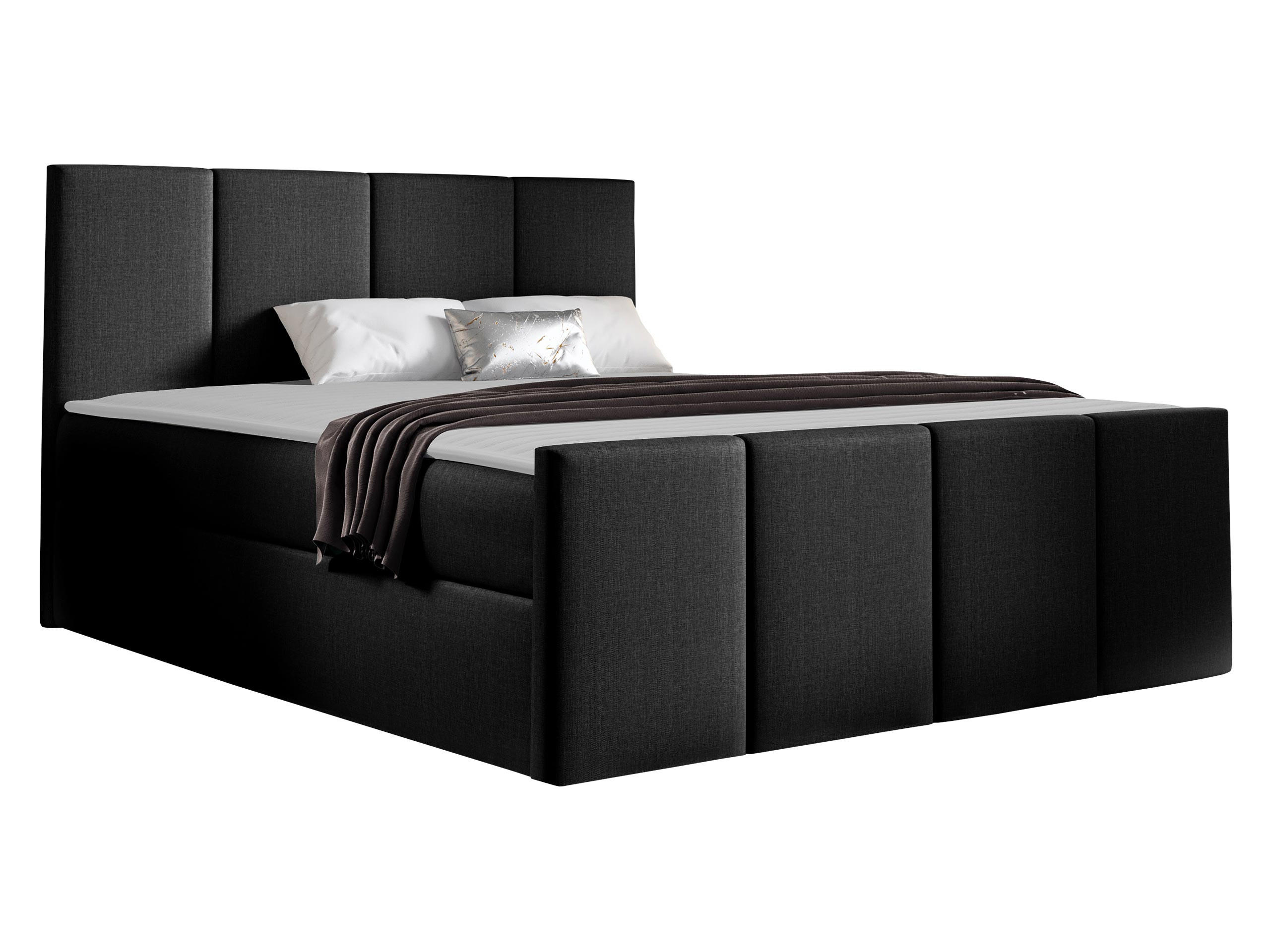 Mirjan24 Boxbett Schwarz Hochglanz 180x200 cm