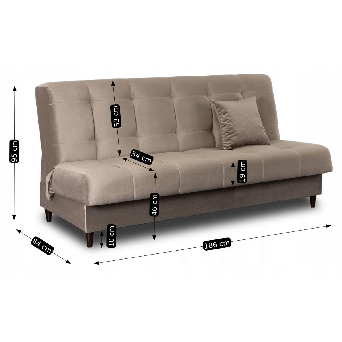 SOFA LIMA ausziehbar mit Schlaffunktion Beige - Braun, Holz/Textil (186/95/84cm) - makarowski meble