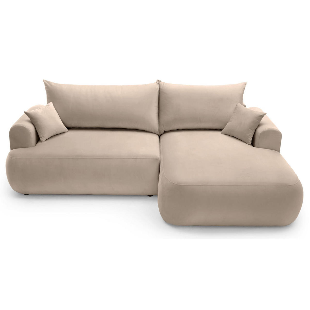 ECKSOFA Ovo Beige mit wasserabweisendem Samtbezug - Beige/Schwarz, Kunststoff/Textil (260/165cm) - Selsey