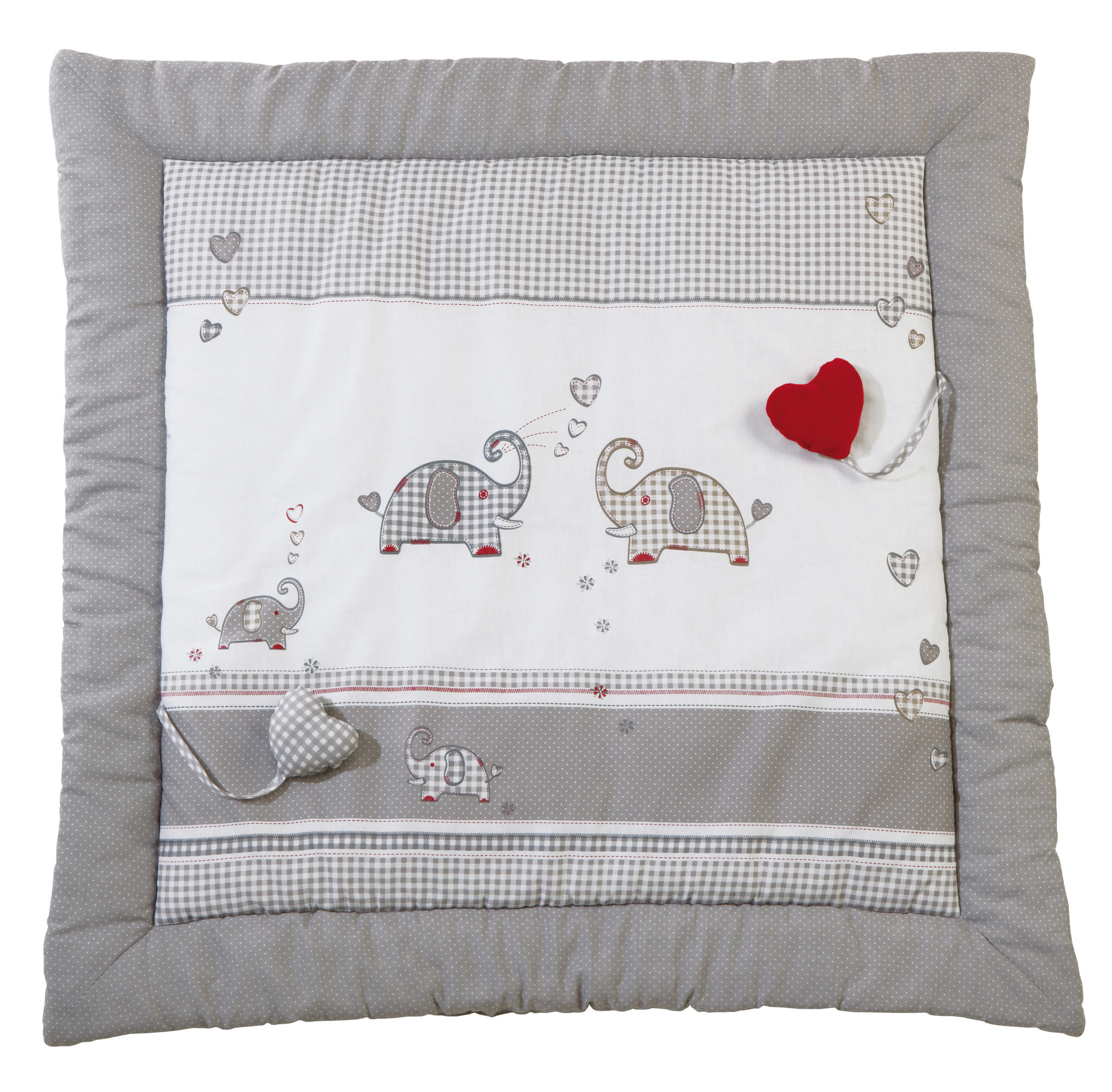 SPIEL- UND KRABBELDECKE 100 x 100 cm Jumbo twins grau - Hellgrau/Grau, Textil (100/100cm) - Roba