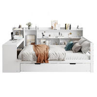 BETT Aus Massivholz mit ausziehbarem Bett und Schreibtisch Weiß 140/200 cm - Weiß, Holz (140/200cm) - OKWISH