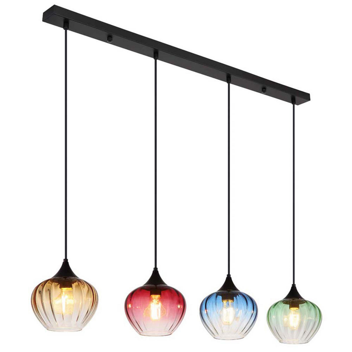 LED HÄNGELEUCHTE Glas bunt Schwarz - Schwarz, Glas (111/18/120cm) - Globo Lighting