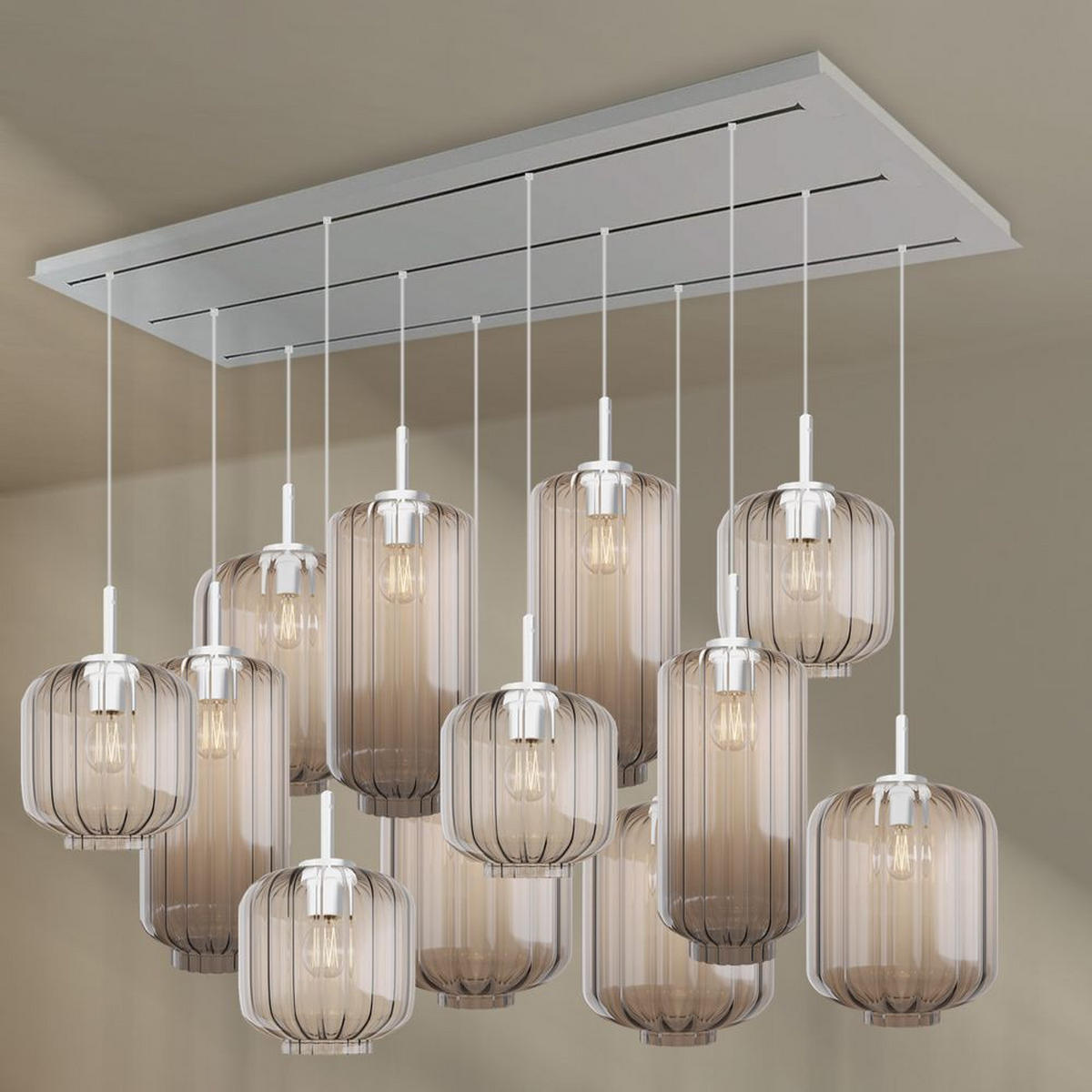 HÄNGELEUCHTE Velo 12-flammig Klar Ø 18/20/25cm - Klar/Weiß, Glas (25/25/27cm) - s.luce