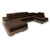 WOHNLANDSCHAFT CASONE R-S Braun Velours-Stoff mit Schlaffunktion - Braun, Holz (345/90/202cm) - MASSENO