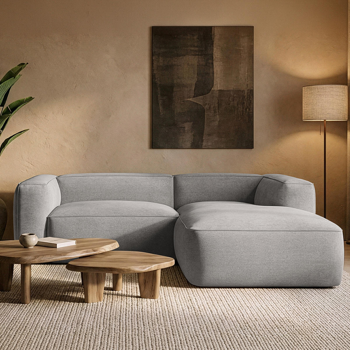 ECKSOFA RECHTS FUBBO, Hellgrau - Hellgrau, Holz/Holzwerkstoff (225/176cm) - KONSIMO®
