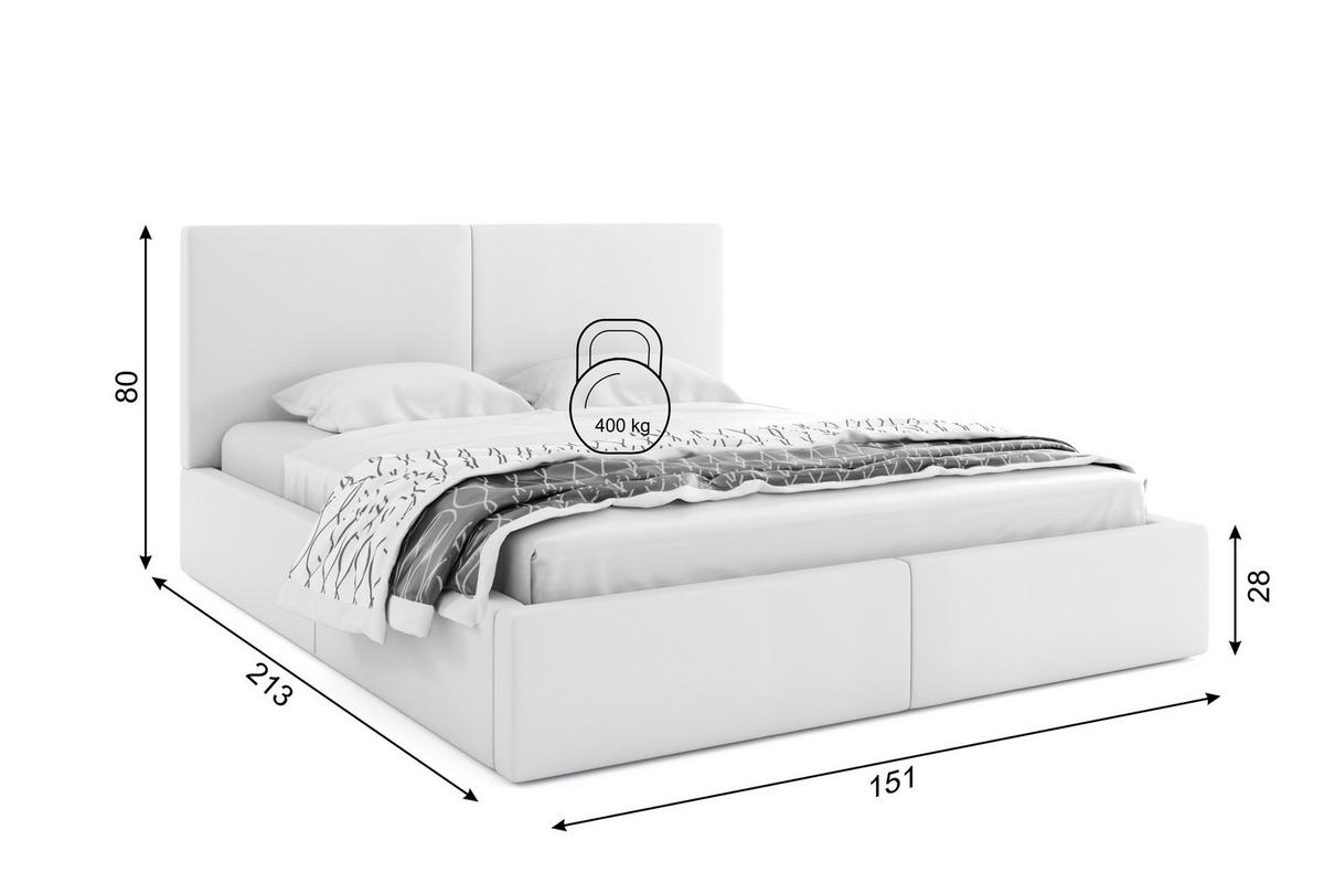POLSTERBETT Hilton in Weiß 140x200cm mit Stauraum - Weiß, Textil/Metall (140/200cm) - Interbeds
