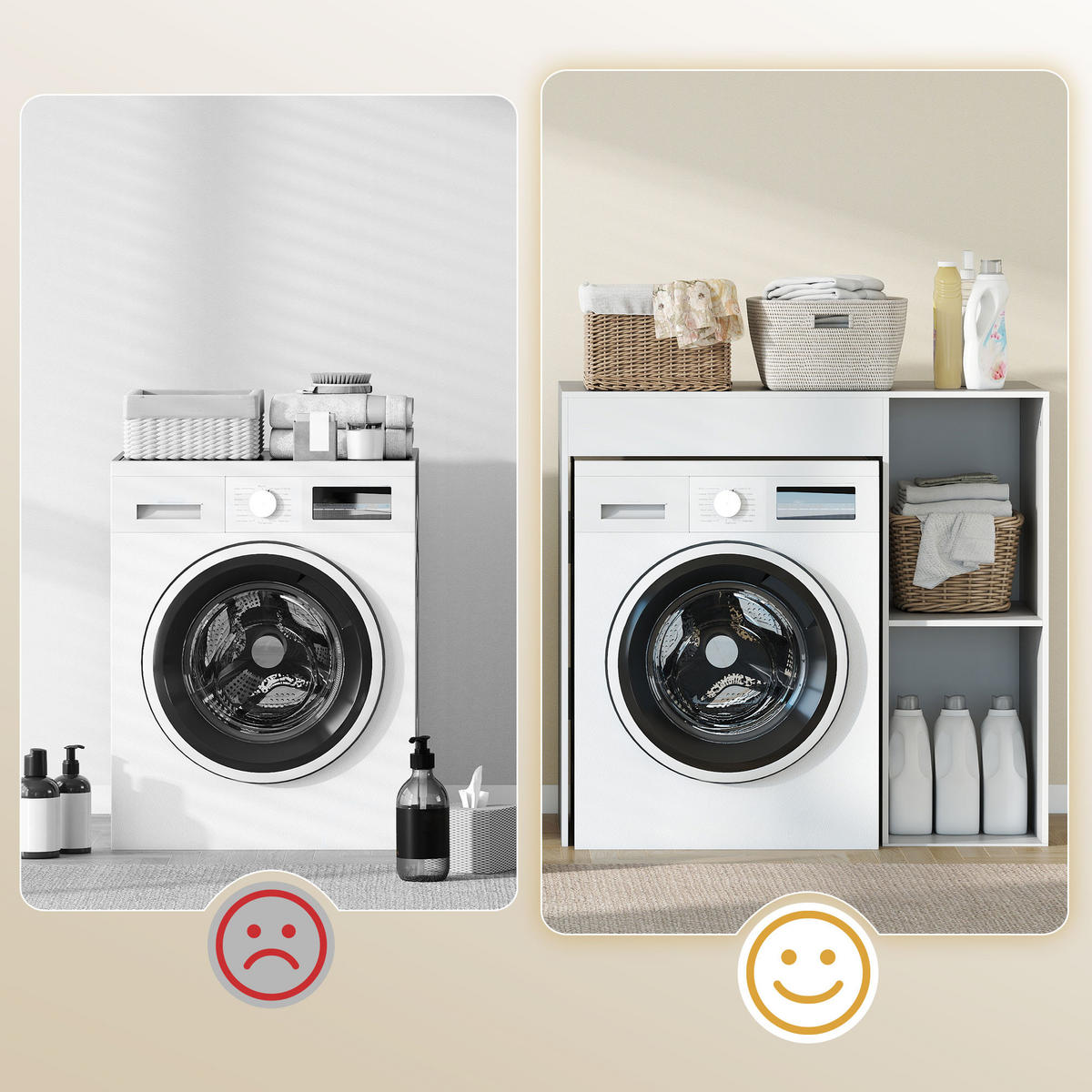 WASCHMASCHINENSCHRANK Spanplatte Weiß - Weiß, Holzwerkstoff (60/90.5/96cm) - HOMCOM