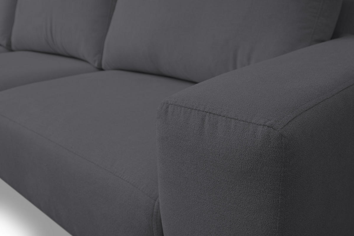 ECKSOFA Aspen in L-Form, Coach Farbe: Grau, Velourstoff, Ottomane Links - Grau, Textil (187/312cm) - VENASI MÖBEL