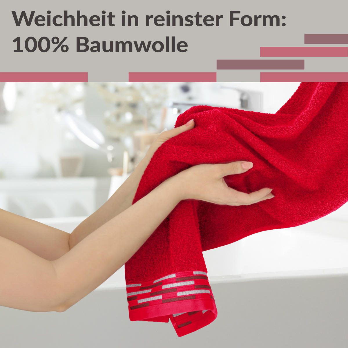 HANDTUCH Lugano Rot 2er 50x100 cm - Rot, Textil (50/100cm) - Lashuma