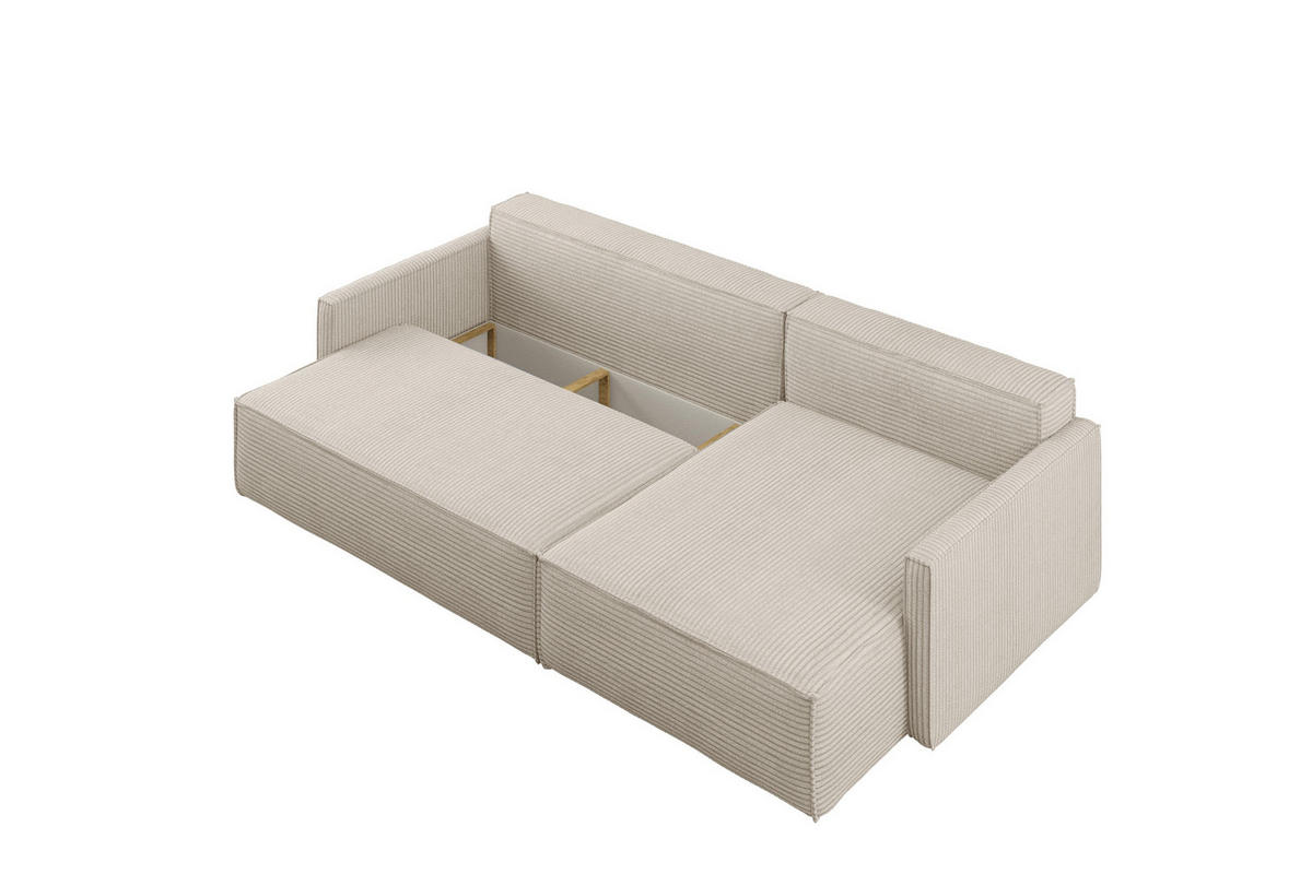 SCHLAFSOFA Carlos, Ecksofa L-Form mit schlaffunktion und bettkasten Stoff Poso Beige Rechts - Beige, Holz (250/83/142cm) - Kaiser Möbel