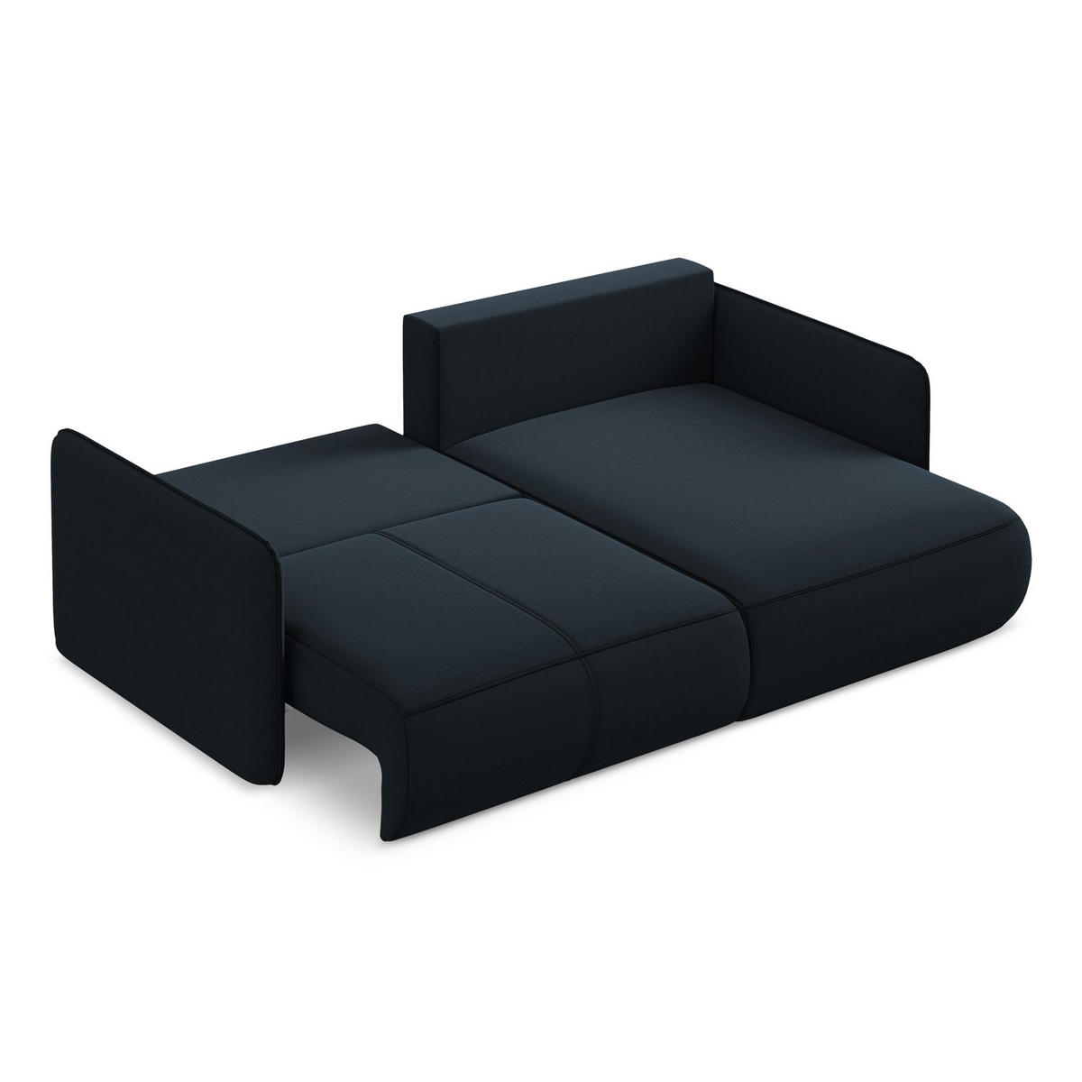 ECKSOFA mit Schlaffunktion Samt Stoff Blau - Blau/Schwarz, Kunststoff/Textil (207/148cm) - LaMiaSofa