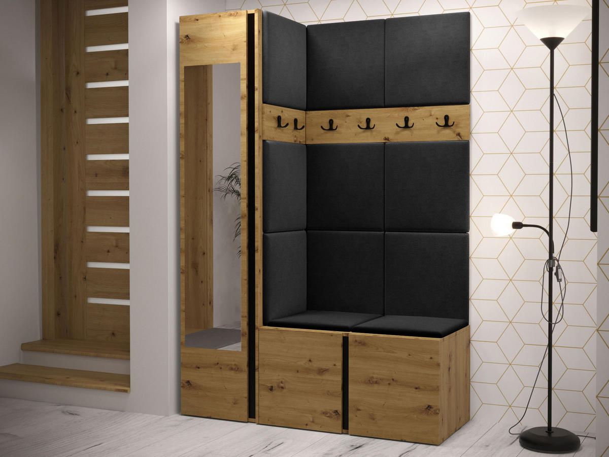 GARDEROBEN-SET Orion X - Anthrazit/Eiche Artisan, Holzwerkstoff/Kunststoff (124/186/46cm) - MIRJAN24