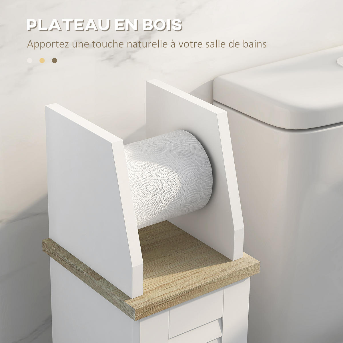 TOILETTENPAPIERHALTER DE-12387 mit schrank 18/20/80 cm Weiß - Weiß, Holzwerkstoff (20/80/18cm) - ComfortXL