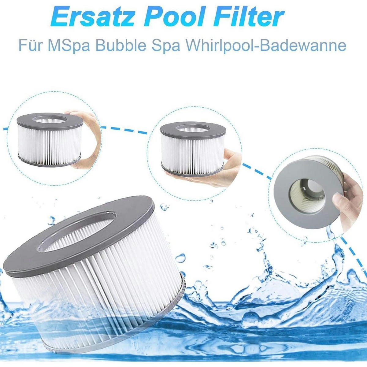 FILTERKARTUSCHEN 6er Set für MSpa Whirlpools ab 2020 - Weiß, Kunststoff (13/22/13cm)
