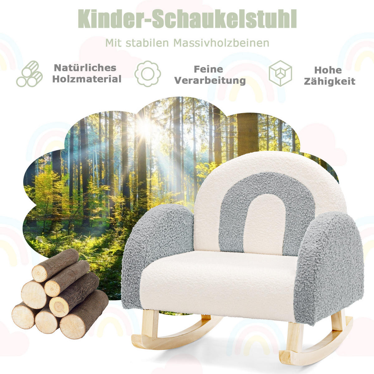 KINDERSOFA 51cm Grau - Grau, Holz (50/51/51cm) - COSTWAY