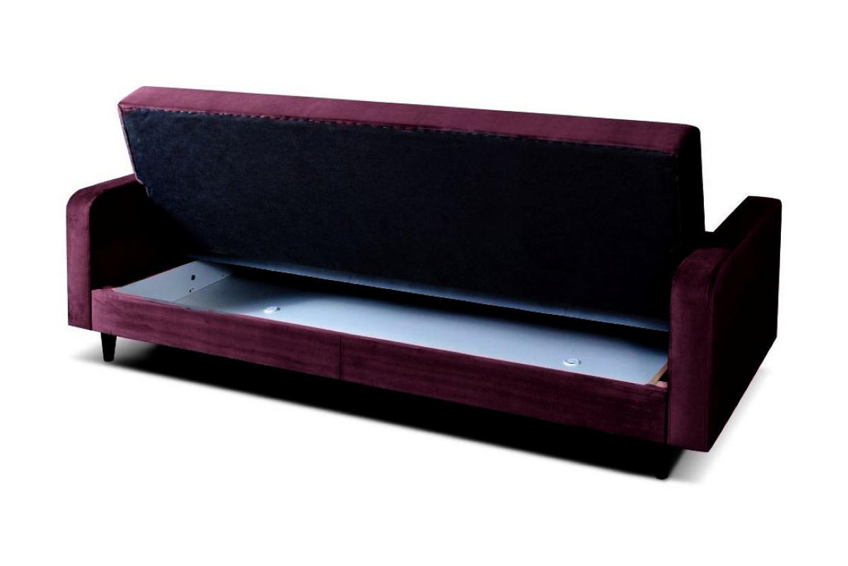 SOFA Luna 213cm im skandinavisches Stil, mit Schlaffunktion und Bettkasten, weinrot - Rot, Kunststoff (213/92/94cm) - Margaret Hadas24