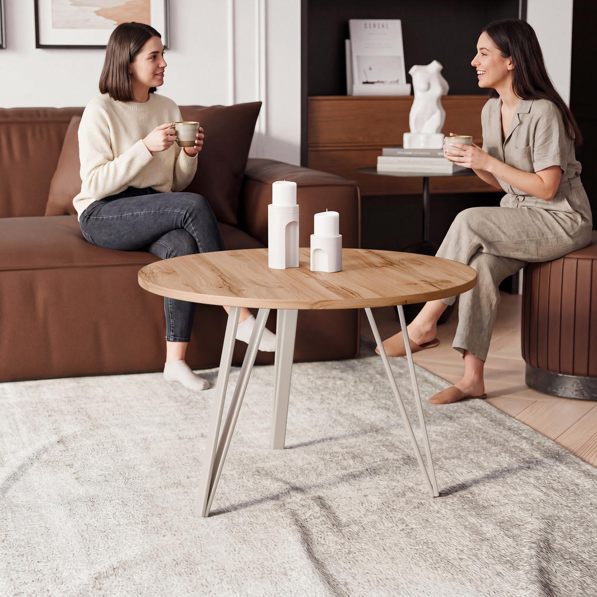 COUCHTISCH RIO mit Tischplatte in Eichenfarbe - Naturfarben, Holzwerkstoff (67/67/45cm) - Idohome