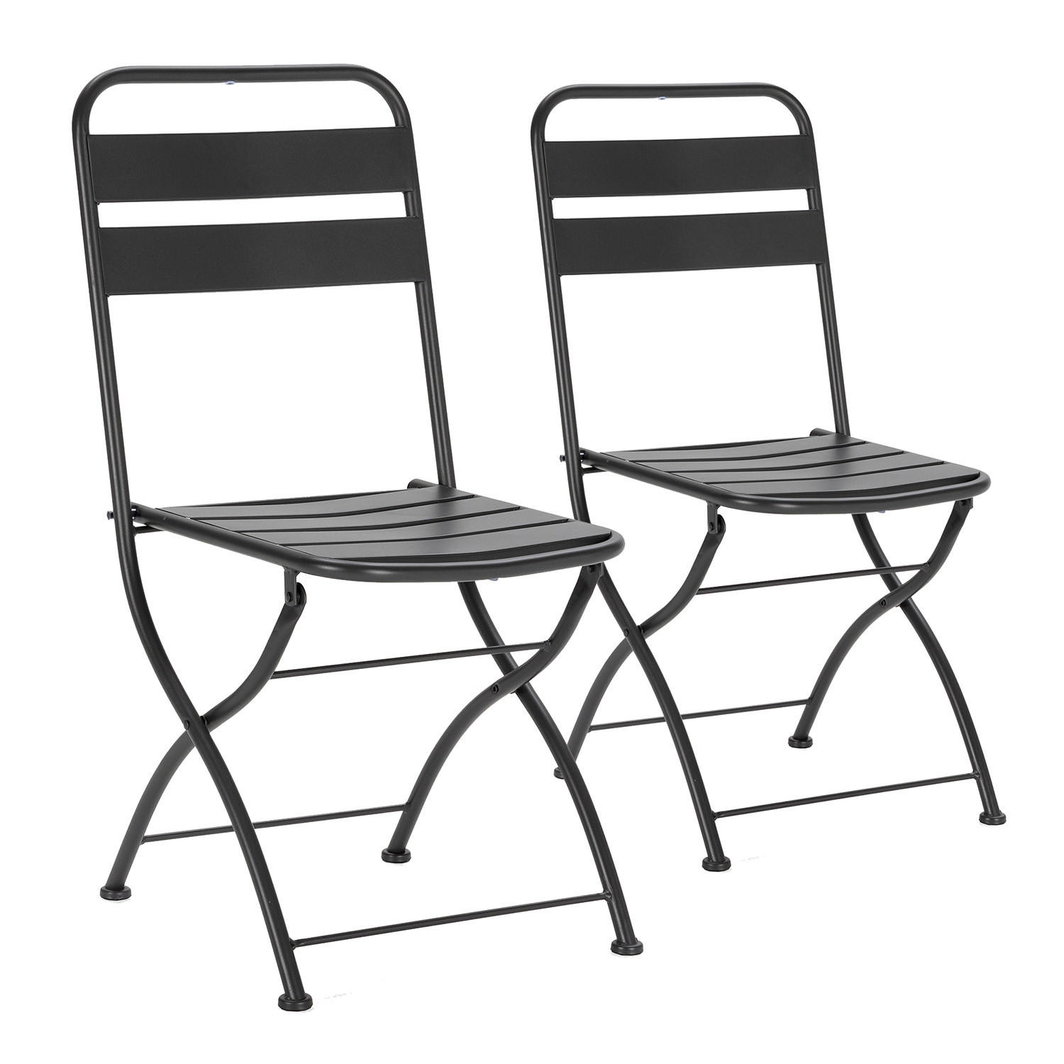 GARTENKLAPPSTUHL-SET Perla Metall - Schwarz, Metall (42/88/50cm) - VS Venta-stock