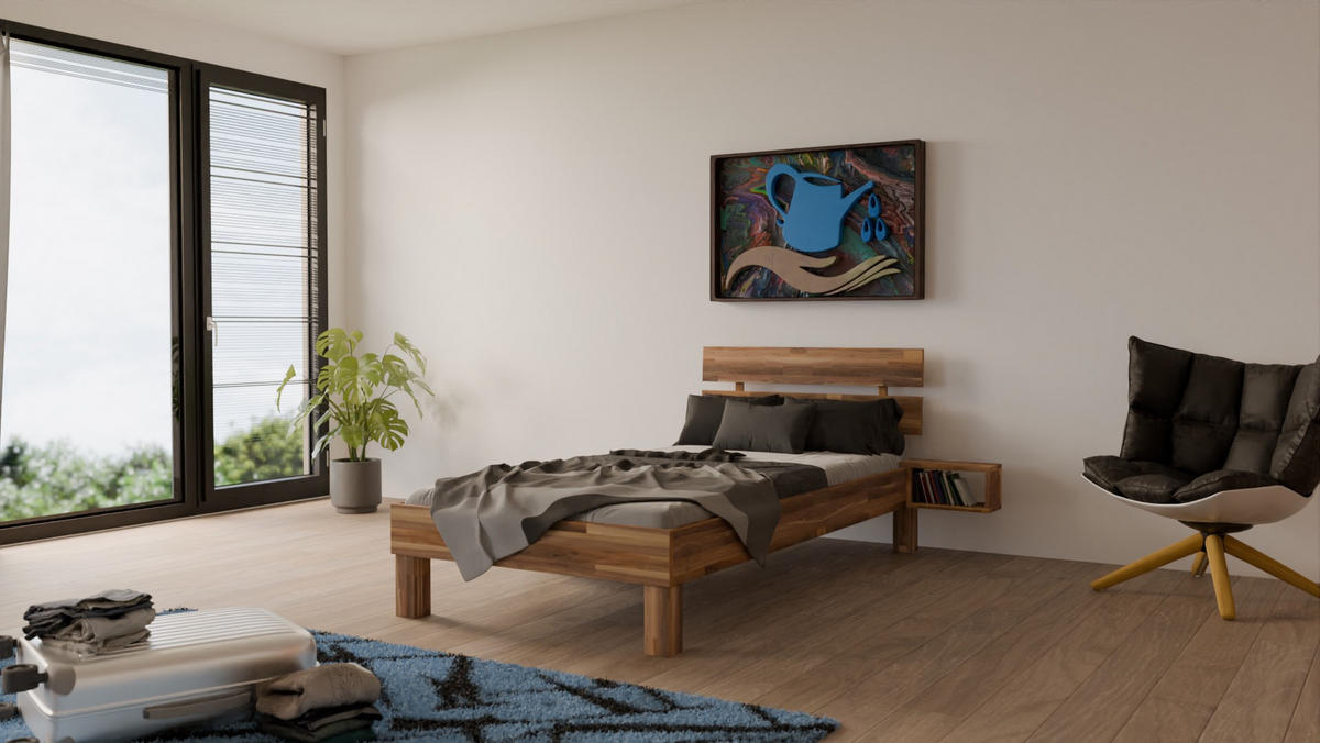 MASSIVHOLZBETT 120/200 cm aus Nussbaum - Braun, Holz (120/200cm) - MeinMassivholz
