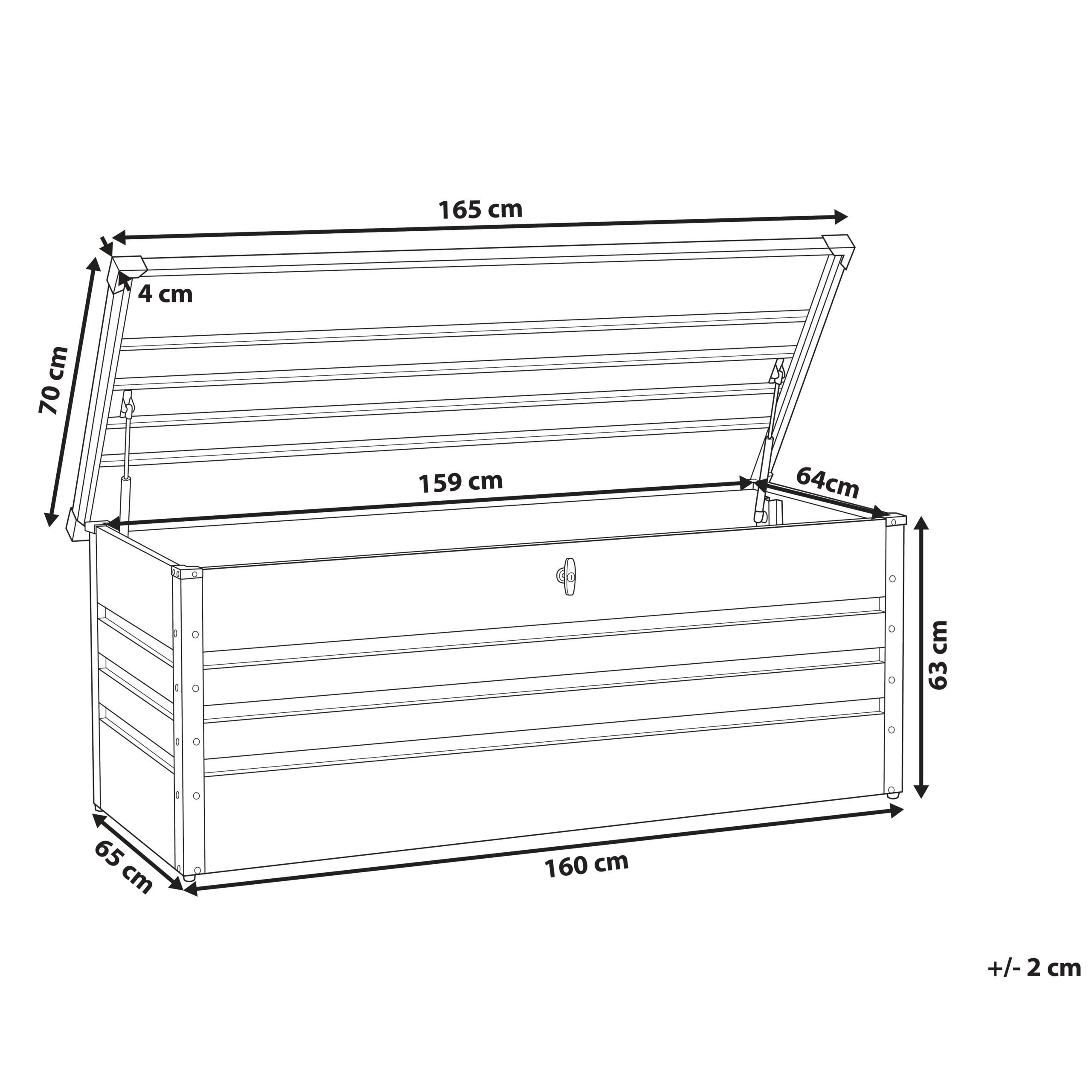 Thumbnail - Beliani Auflagenbox, Hellgrau, Metall, 165x67x70 cm, Aufbewahrung & Schutzhüllen, Gartenboxen