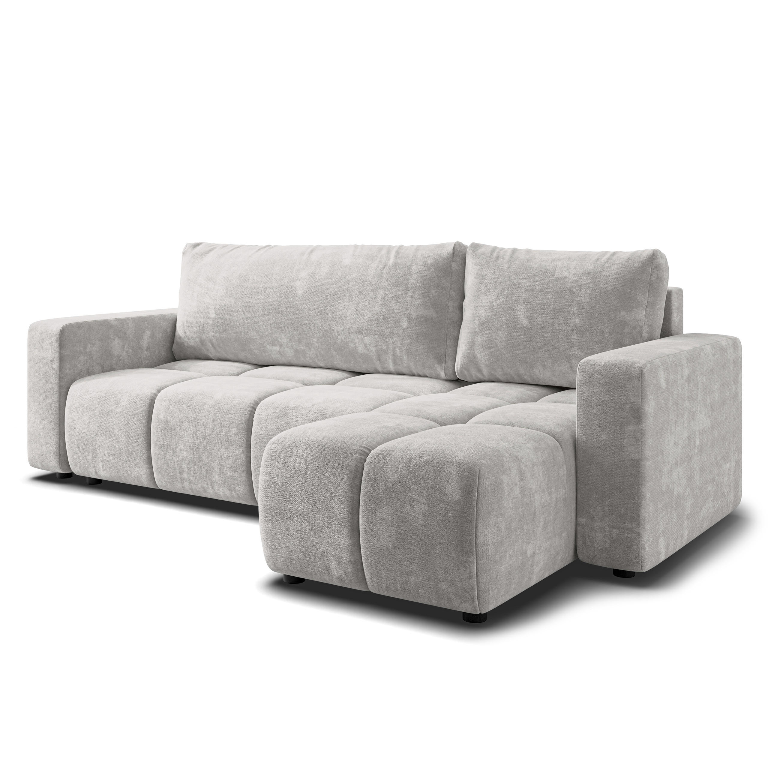 ECKSOFA RAMIL Hellgrau Chenille mit Schlaffunktion - Hellgrau, Holz (240/149cm) - MASSENO