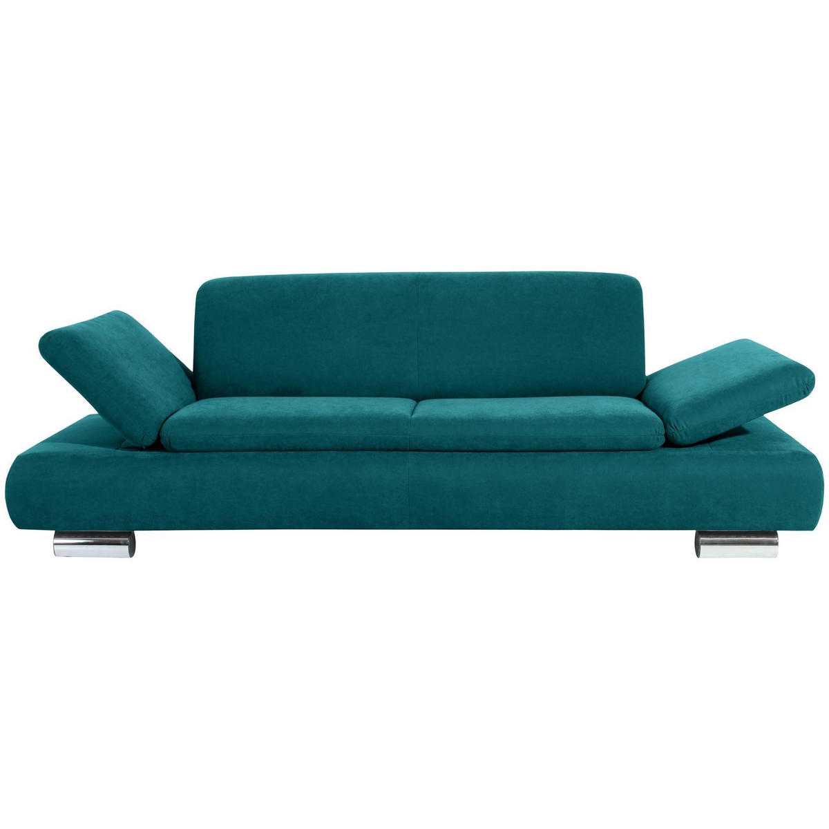 SOFA 2,5-Sitzer Kaye Bezug Veloursstoff Metallfuß verchromt / petrol - Blau, Kunststoff (221/76/90cm) - 58aufmkessel