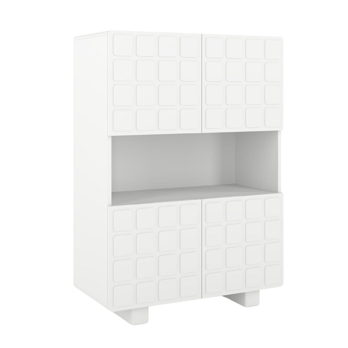 HIGHBOARD Cubo Long, Geometrische 3D Fronten, 85 x 120 cm, Weiß - Weiß, Holz/Holzwerkstoff (84.3/120/41.8cm) - Skandica