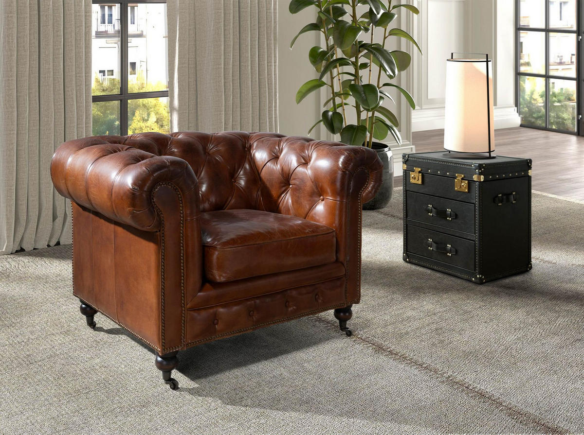 BEISTELLTISCH Rechteckig Schwarz Gold 55/50/62 cm - Schwarz, Leder (50/55/62cm) - ANGEL CERDA