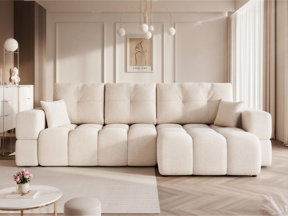 ECKSOFA BUENO mit Schlaffunktion und Bettkasten Creme - Creme, Holzwerkstoff/Kunststoff (280/148cm) - Idohome