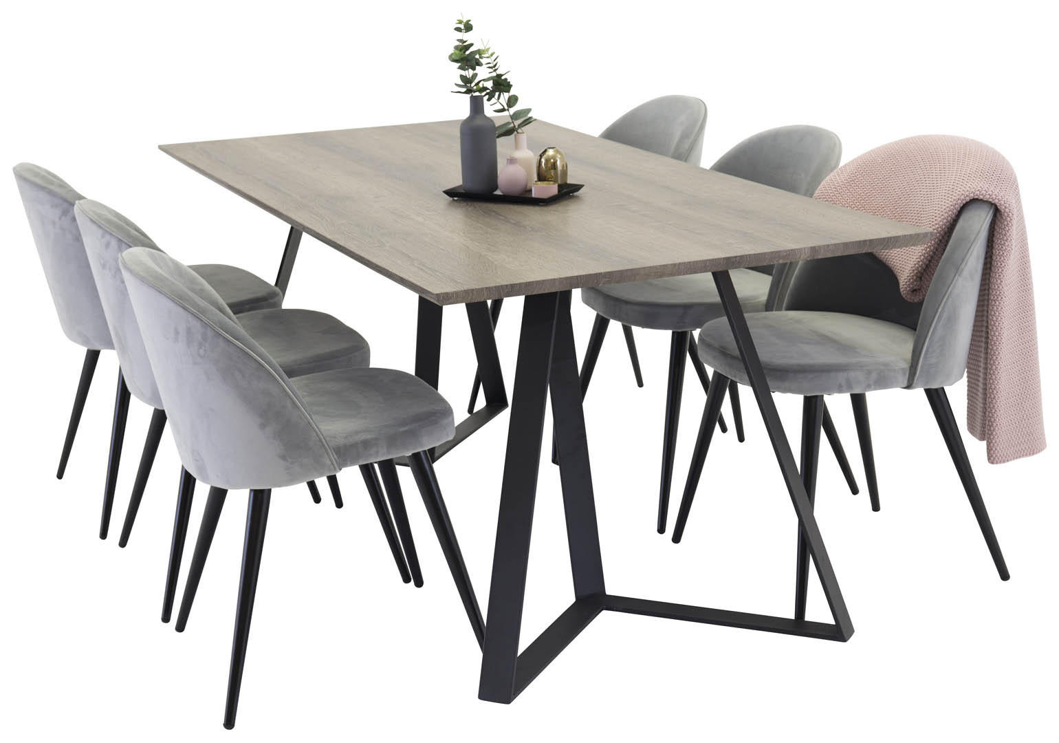 TISCHGRUPPE Hellgrau - Hellgrau, Holzwerkstoff (90/75/180cm) - ebuy24