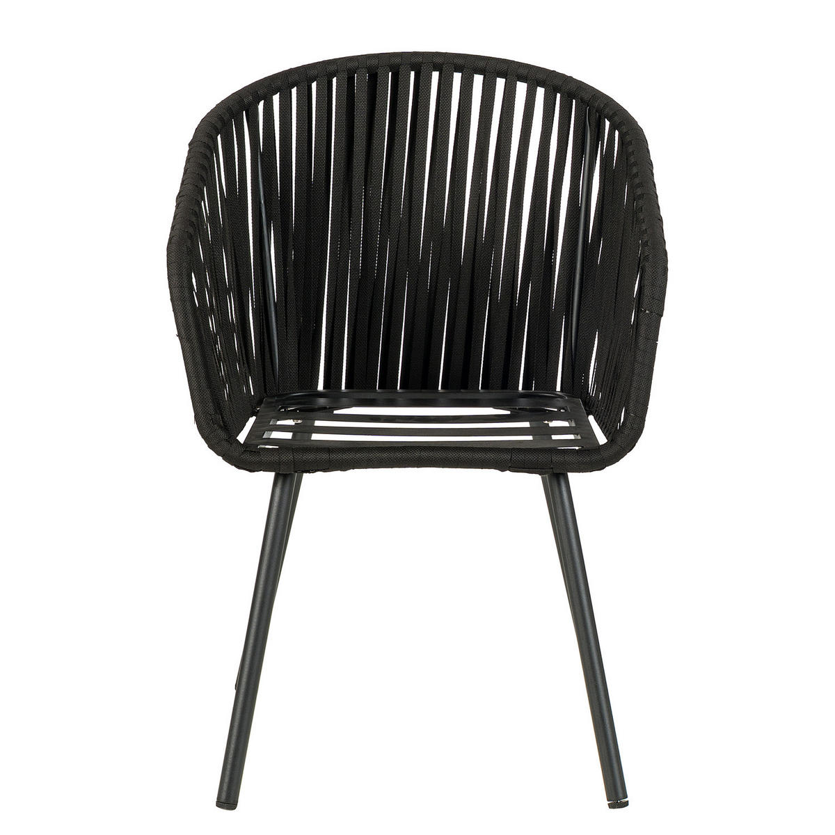 GARTENSTUHL - Stahl / Polyester - 2er-Set - Schwarz, Textil/Metall (56/79/62cm) - home24