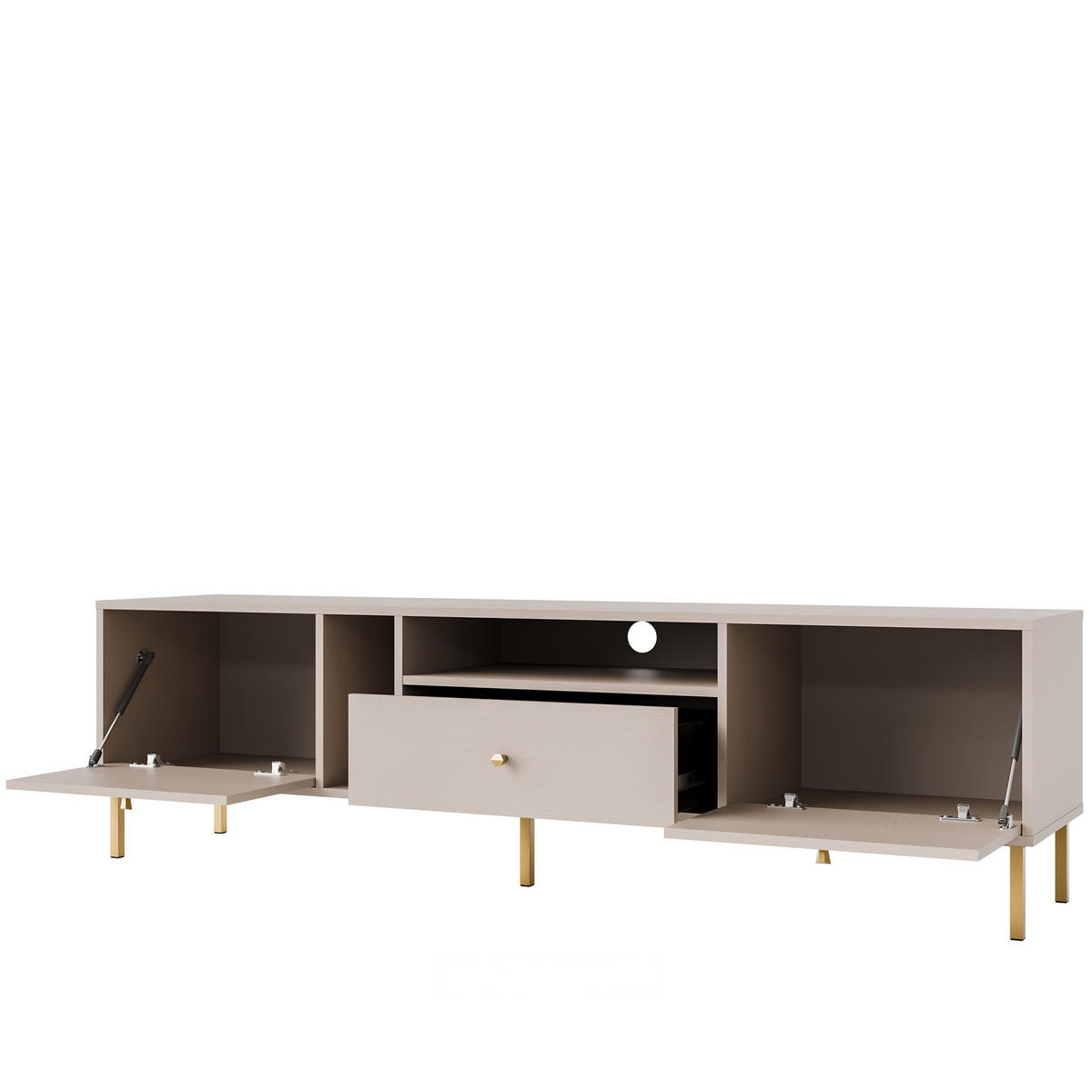 TV-LOWBOARD FLOREN, Creme/Gold - Creme, Holzwerkstoff/Metall (180/50/40.8cm) - KONSIMO®