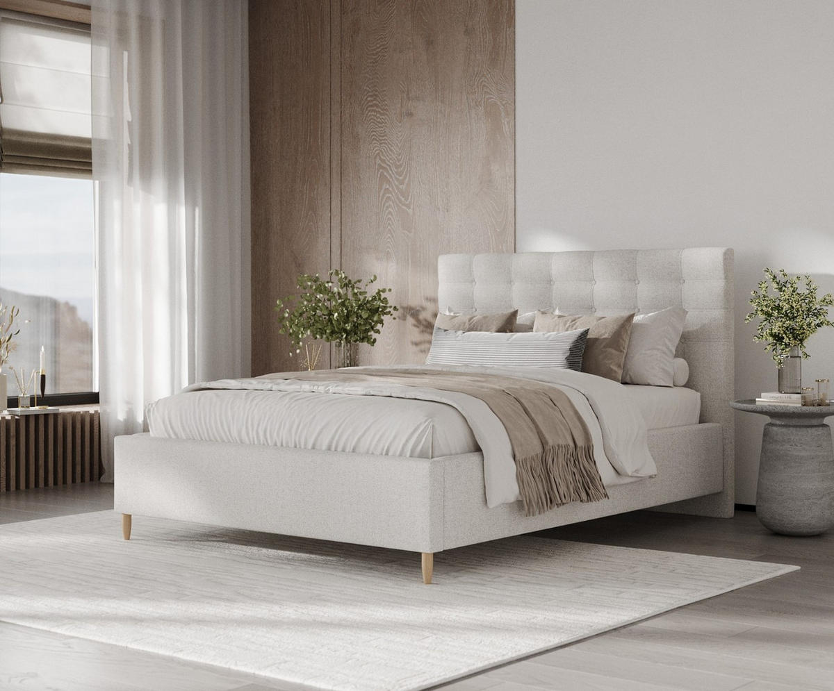 POLSTERBETT Soma 180/200 cm Hellbeige im Riva Stoff - Beige/Naturfarben, Holz/Holzwerkstoff (180/200cm) - AltaBeds
