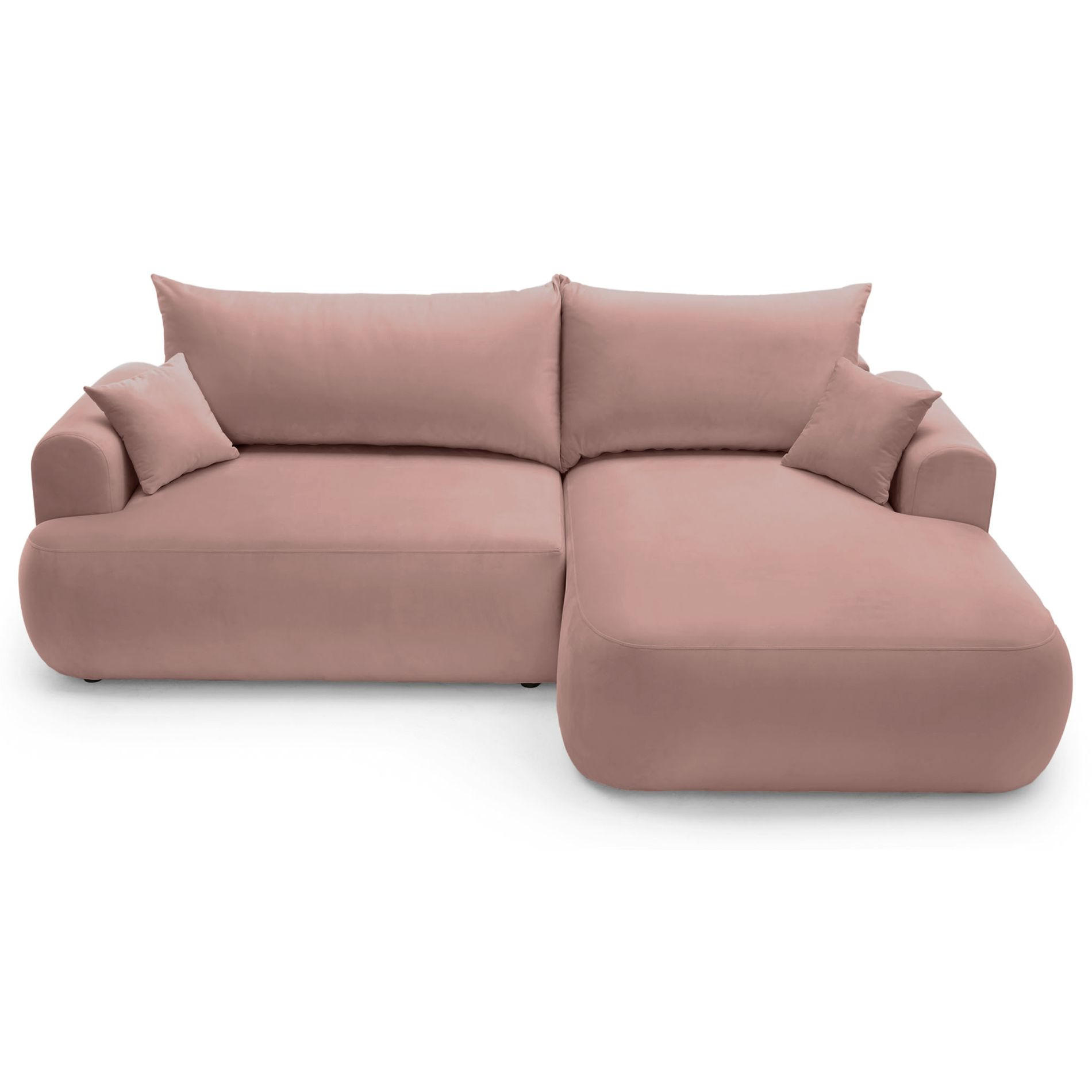 ECKSOFA Ovo Hellrosa mit wasserabweisendem Samtbezug - Hellrosa/Schwarz, Kunststoff/Textil (260/165cm) - Selsey