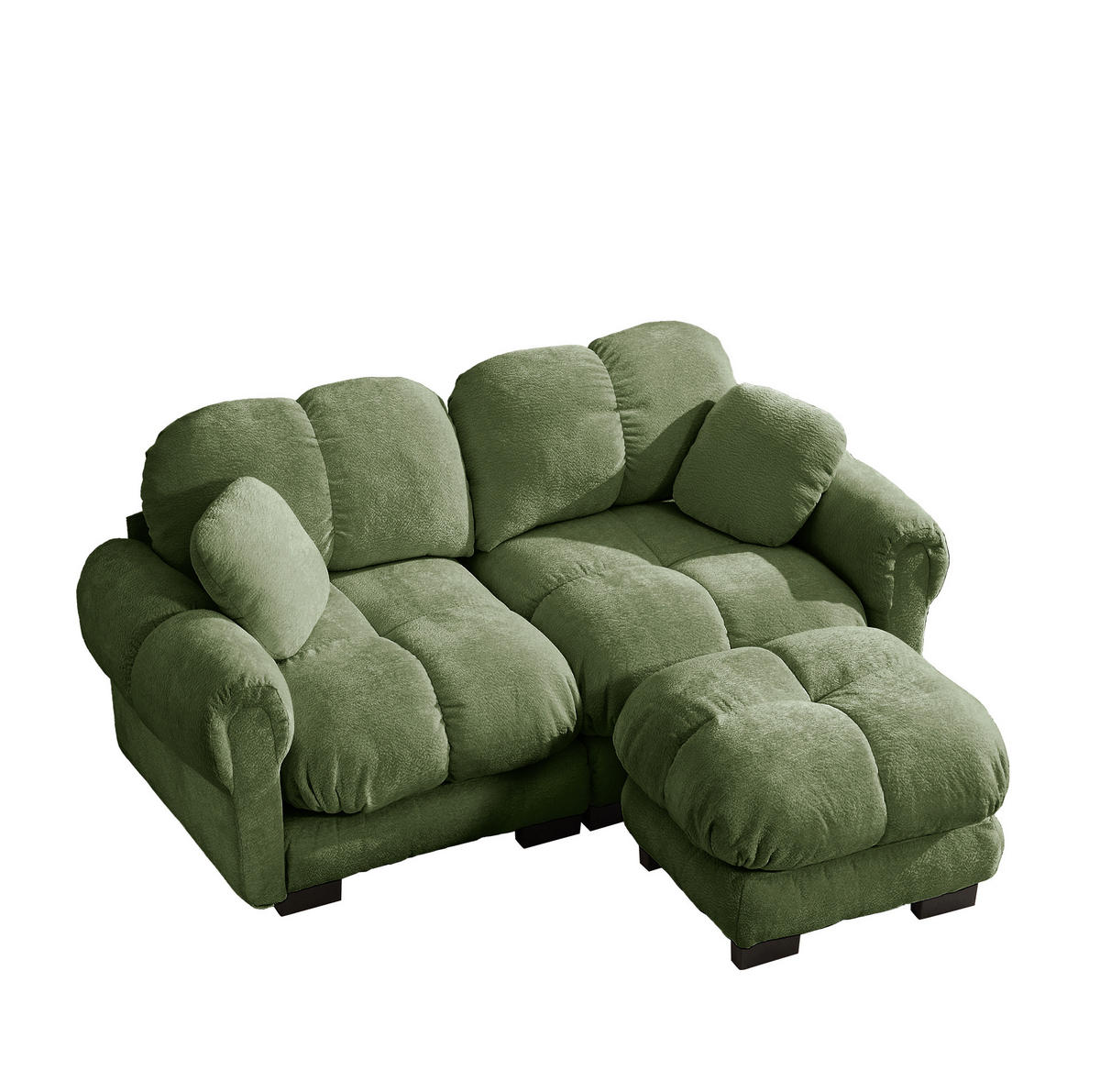 ECKSOFA 2-Sitzer mit Ottomane Chenille Grün - Grün, Holz (149/190cm) - Meubliv
