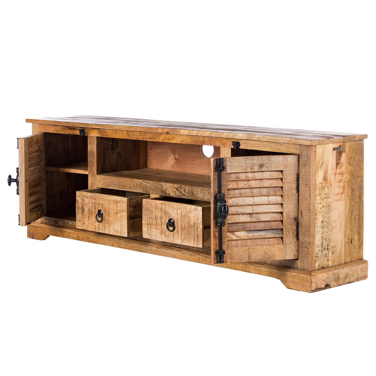 TV-LOWBOARD - Mango massiv - Naturfarben, Holz (178/60/38cm) - home24