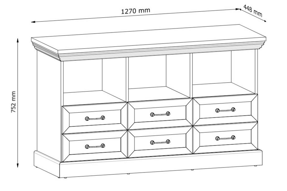 LOWBOARD ARVEN mit Schubladen, Cremeweiß - Eichefarben/Creme, Holz (127/75/45cm) - KONSIMO®