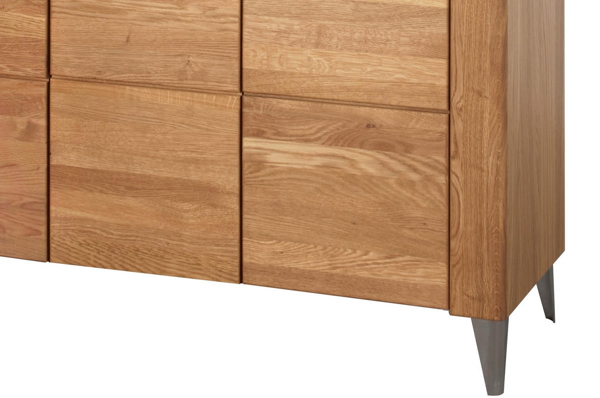 VITRINE Latina Honig Eiche 126 / 42 / 134cm - Honigeiche/Braun, Holz/Metall (126/134/42cm) - Feldmann-Wohnen