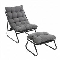 SESSELSET, Relaxsessel mit Hocker,Stahlrahmen,Polyester,Grau - Hellgrau, Kunststoff (78/86/65cm) - LVHOM