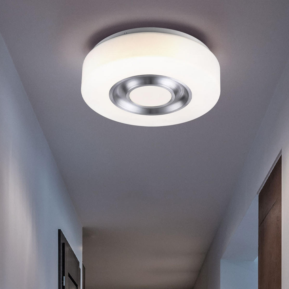 LED DECKENLEUCHTE ONIL Weiß Opal - Weiß, Metall (28/28/8.5cm) - Globo Lighting