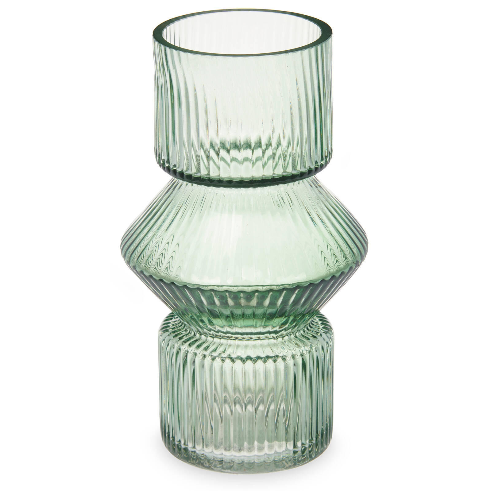 VASE Geriffeltes Glas 9,5/16,5 cm - Grün, Glas (9.5/16.5cm) - Giftdecor