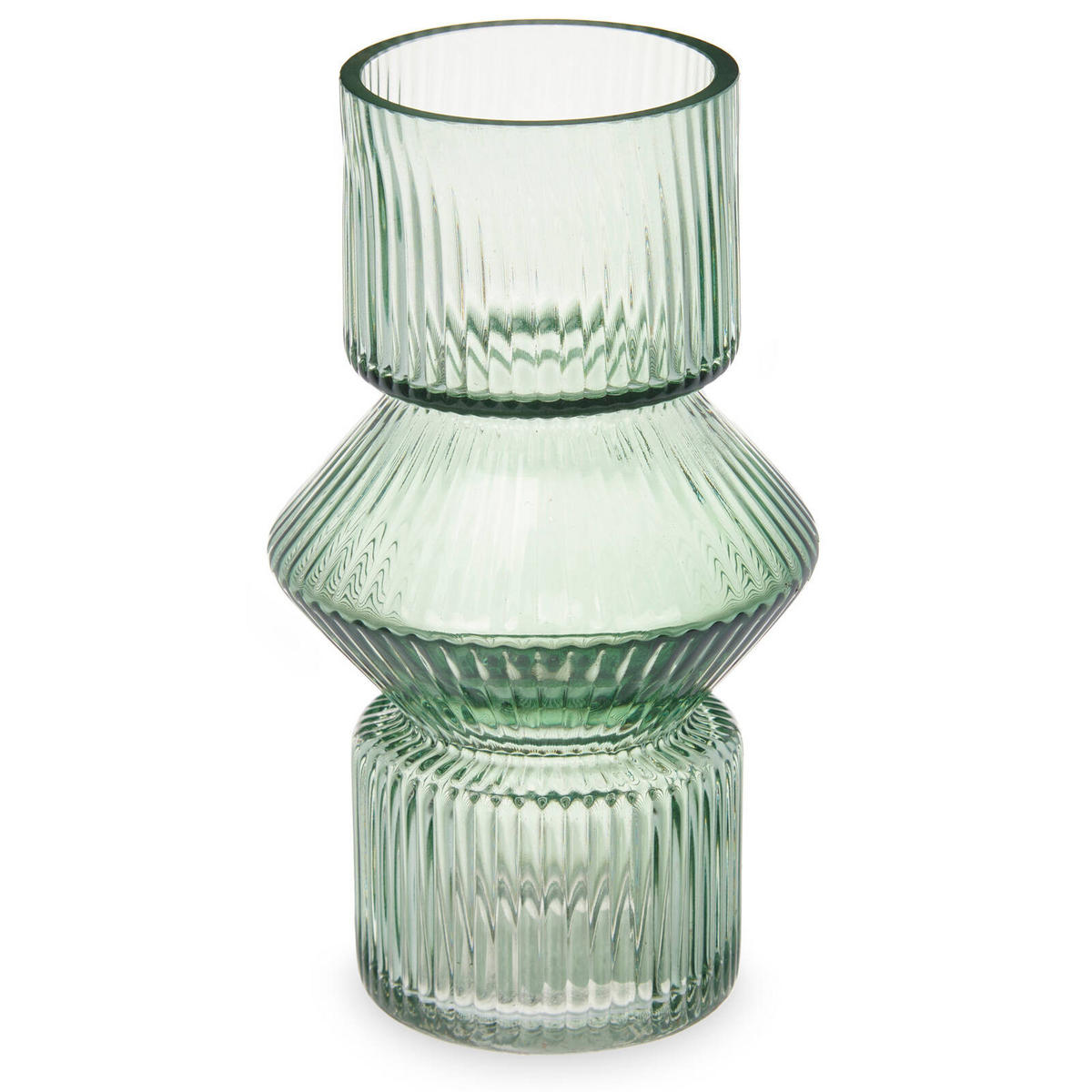 VASE Geriffeltes Glas 9,5/16,5 cm - Grün, Glas (9.5/16.5cm) - Giftdecor