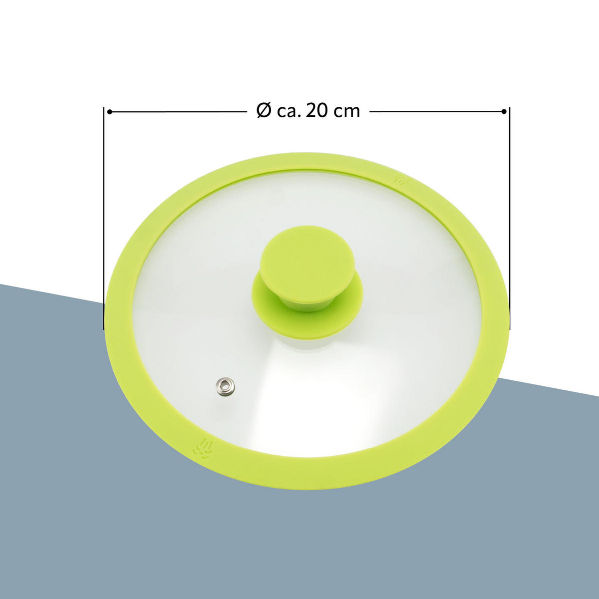 GLASDECKEL mit Silikonrand 20 cm grün - Grün, Glas (20/20/4cm) - bremermann