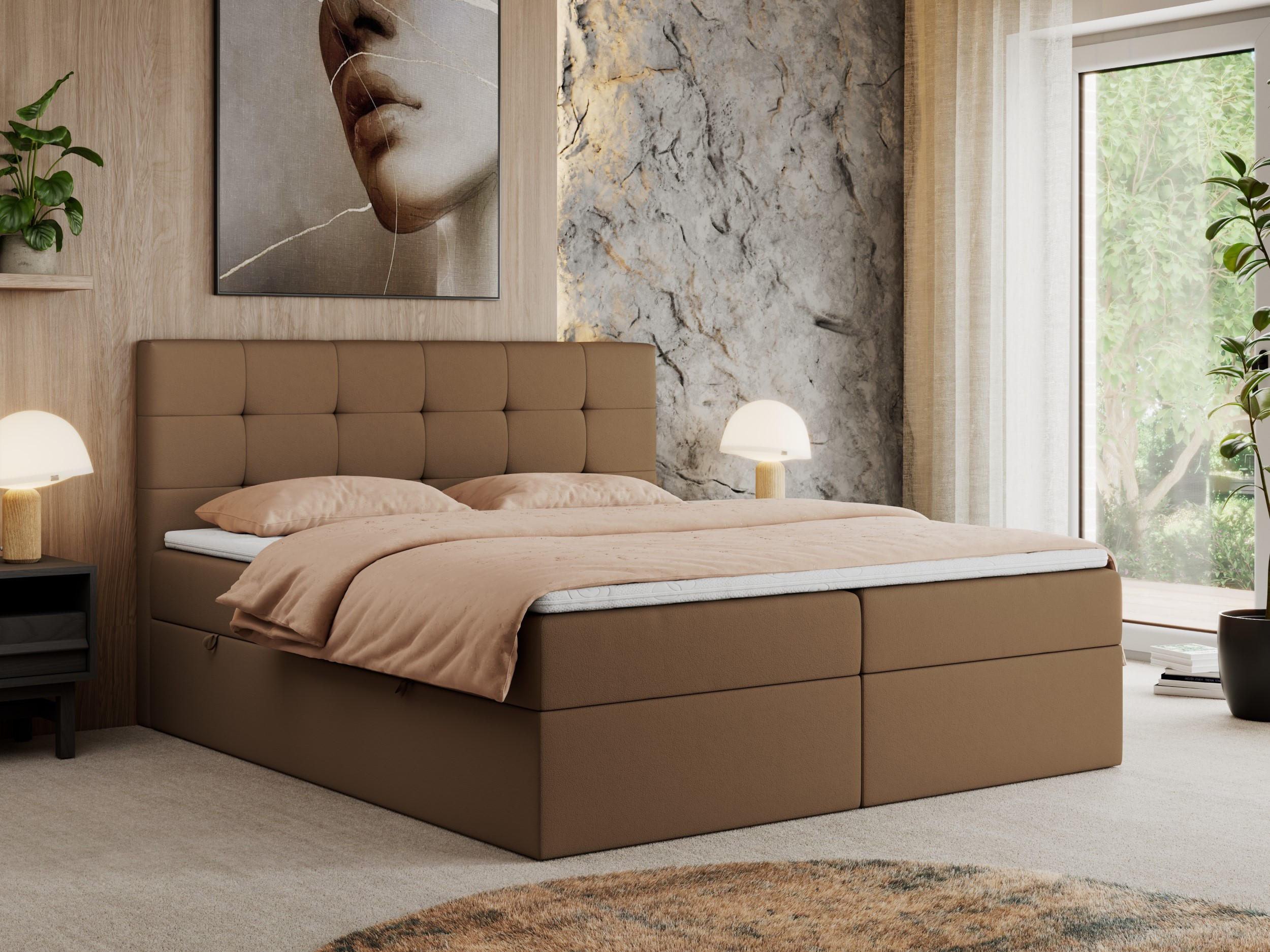 BOXBETT CENTO 120/200 Braun Kunstleder - H4 - Braun, Holz/Textil (120/200cm) - MKS
