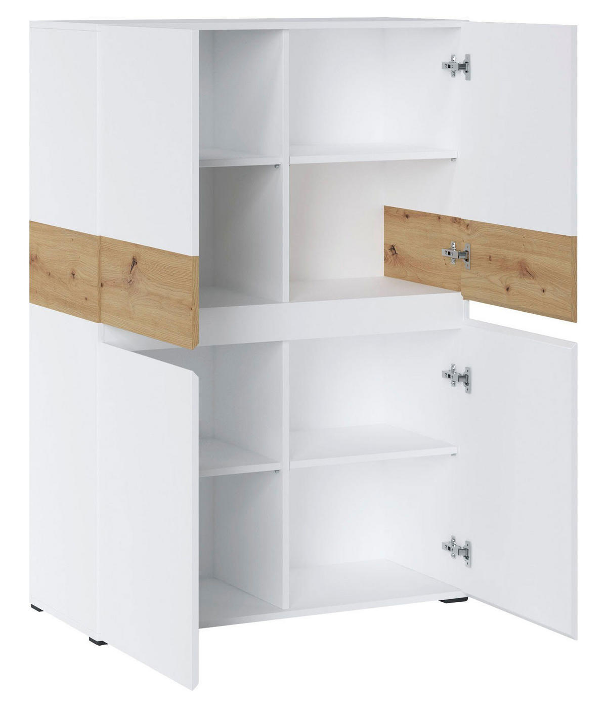 HIGHBOARD Rimini Weiß / Artisan Eiche 90 / 40 / 129,4cm - Weiß/Braun, Holz/Holzwerkstoff (90/130/40cm) - Feldmann-Wohnen