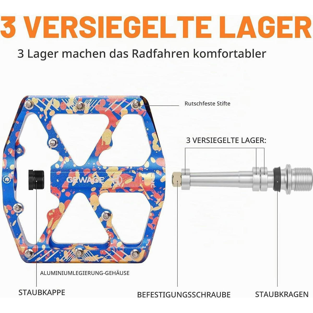FAHRRADPEDALE mit Reflektoren Blau-Spritzlack - Multicolor, Metall (10.1/1.5/11.8cm)