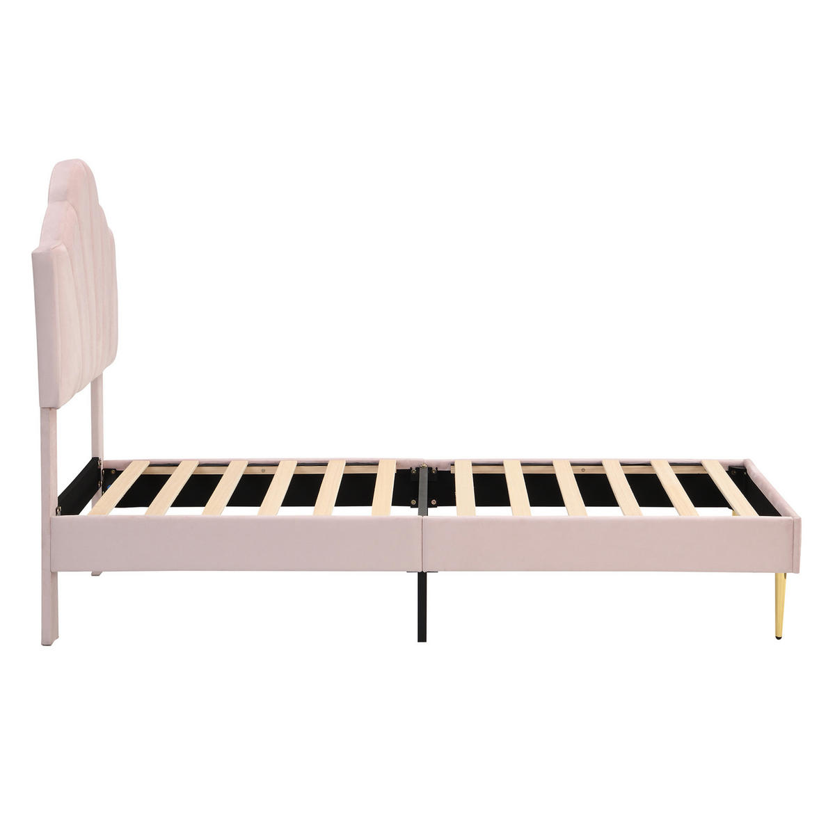 POLSTERBETT aus Samt 90x200 cm Rosa mit verstellbarem Kopfteil und Lattenrost - Rosa, Textil (90/200cm) - IVMEU