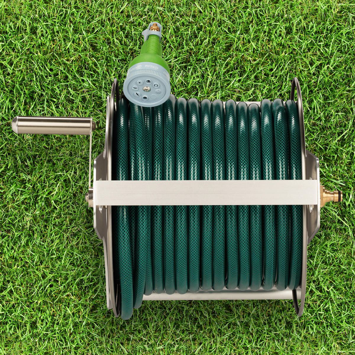 SCHLAUCHTROMMEL - Silberfarben, Metall (45/30.5/36.5cm) - Relaxdays