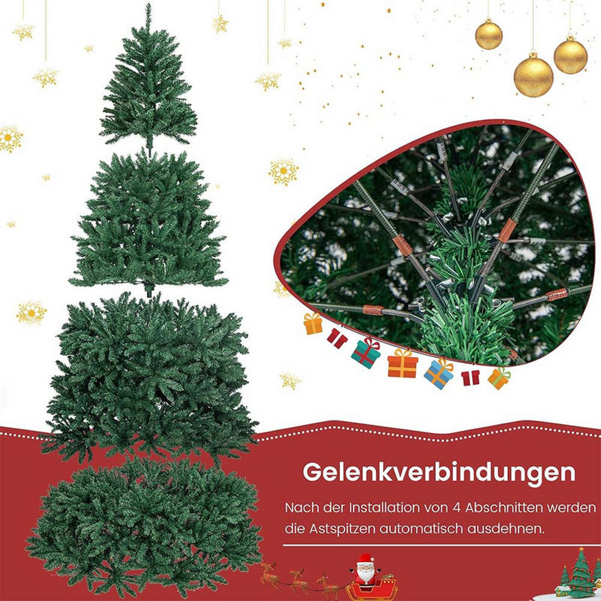 WEIHNACHTSBAUM mit Metallständer 270cm Grün - Grün, Metall (275cm) - COSTWAY
