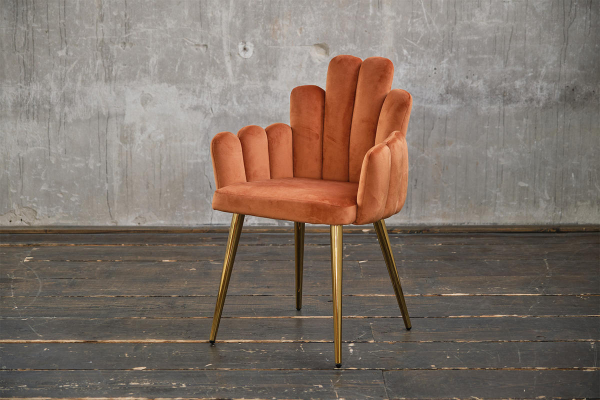 ESSZIMMERSTUHL FREJA Kupfer Velvet - Kupferfarben, Textil (59/86/55cm) - KAWOLA